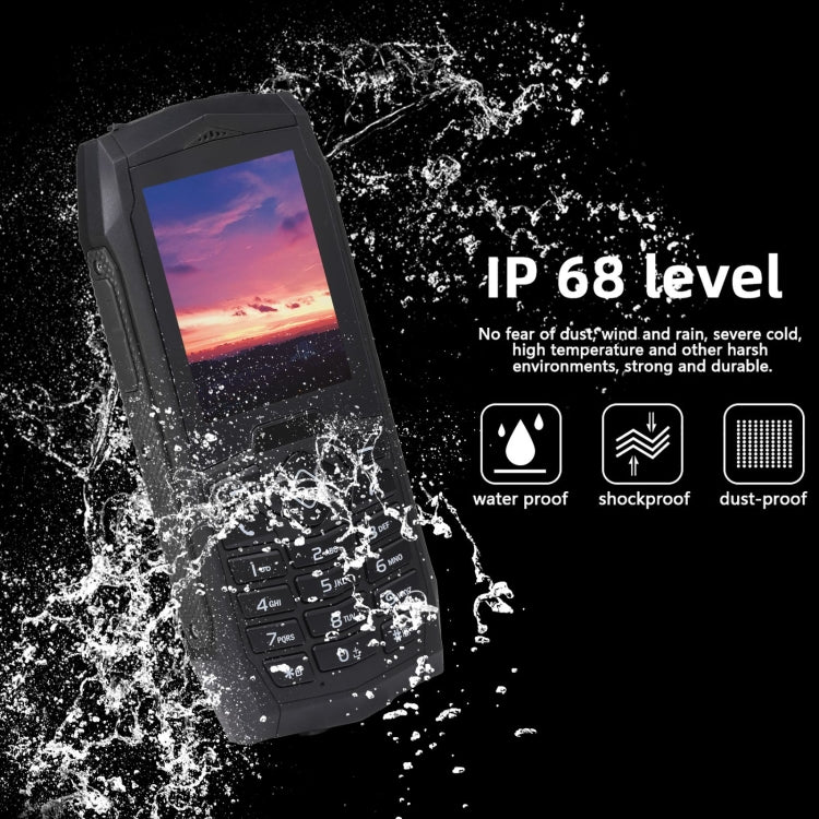 Rugtel R1C Rugged Phone, IP68 Water-resistant Dustproof Shockproof, 2.4 inch, MTK6261D, 2000mAh Battery, SOS, FM, Dual SIM(Black)