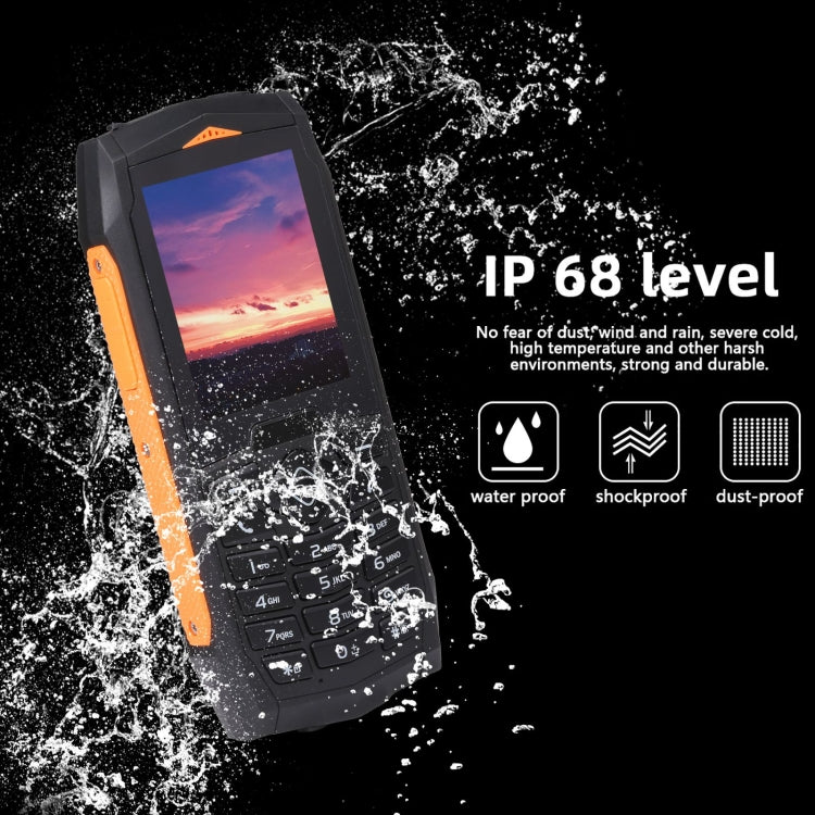Rugtel R1C Rugged Phone, IP68 Water-resistant Dustproof Shockproof, 2.4 inch, MTK6261D, 2000mAh Battery, SOS, FM, Dual SIM(Orange)