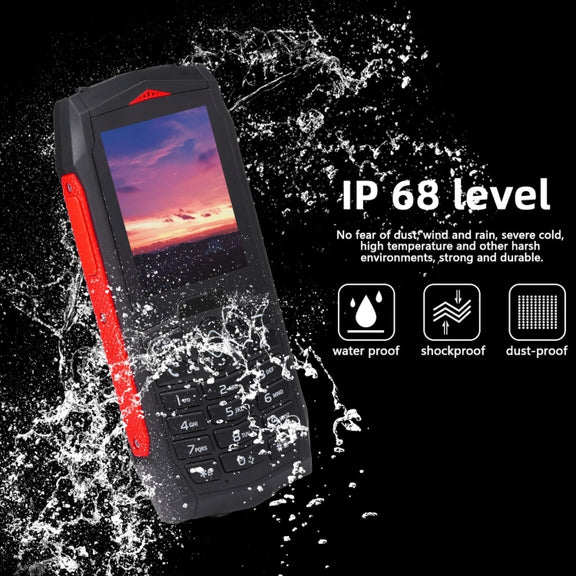 Rugtel R1C Rugged Phone, IP68 Water-resistant Dustproof Shockproof, 2.4 inch, MTK6261D, 2000mAh Battery, SOS, FM, Dual SIM(Red)