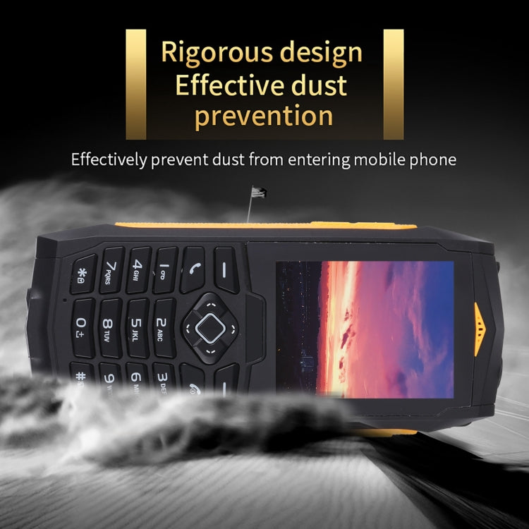 Rugtel R1C Rugged Phone, IP68 Water-resistant Dustproof Shockproof, 2.4 inch, MTK6261D, 2000mAh Battery, SOS, FM, Dual SIM(Yellow)