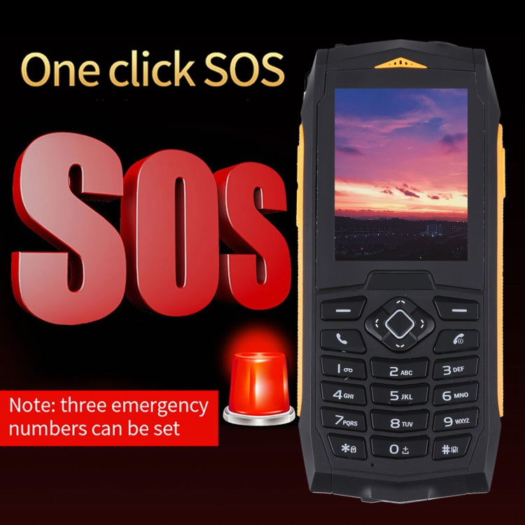 Rugtel R1C Rugged Phone, IP68 Water-resistant Dustproof Shockproof, 2.4 inch, MTK6261D, 2000mAh Battery, SOS, FM, Dual SIM(Yellow)