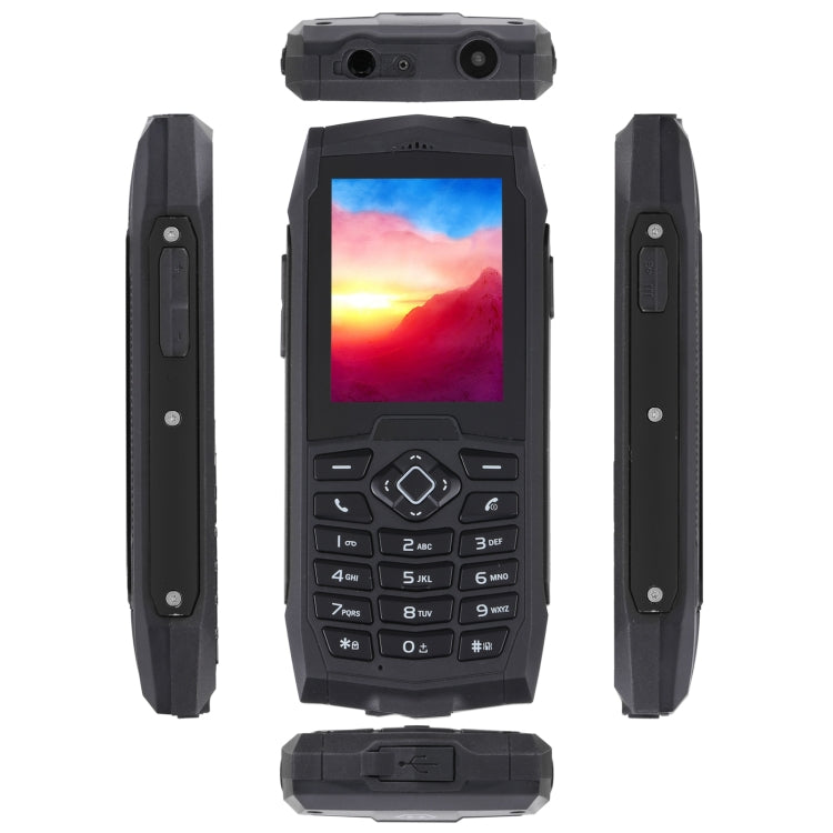 Rugtel R1D Rugged Phone, IP68 Water-resistant Dustproof Shockproof, 2.4 inch, MTK6261D, 2000mAh Battery, Loud Box Speaker, FM, Network: 2G, Dual SIM (Black)