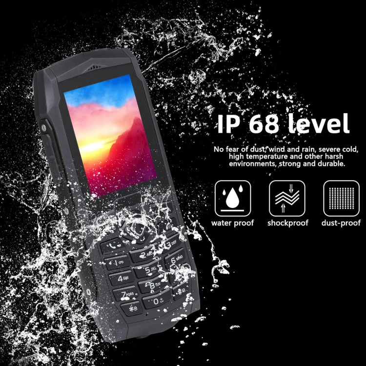 Rugtel R1D Rugged Phone, IP68 Water-resistant Dustproof Shockproof, 2.4 inch, MTK6261D, 2000mAh Battery, Loud Box Speaker, FM, Network: 2G, Dual SIM (Black)