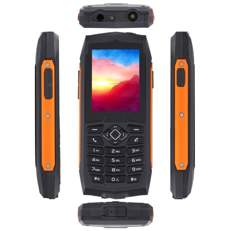 Rugtel R1D Rugged Phone, IP68 Water-resistant Dustproof Shockproof, 2.4 inch, MTK6261D, 2000mAh Battery, Loud Box Speaker, FM, Network: 2G, Dual SIM(Orange)