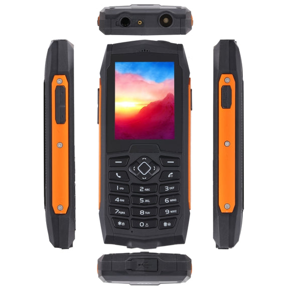 Rugtel R1D Rugged Phone, IP68 Water-resistant Dustproof Shockproof, 2.4 inch, MTK6261D, 2000mAh Battery, Loud Box Speaker, FM, Network: 2G, Dual SIM(Orange)