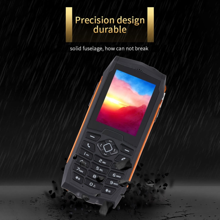 Rugtel R1D Rugged Phone, IP68 Water-resistant Dustproof Shockproof, 2.4 inch, MTK6261D, 2000mAh Battery, Loud Box Speaker, FM, Network: 2G, Dual SIM(Orange)
