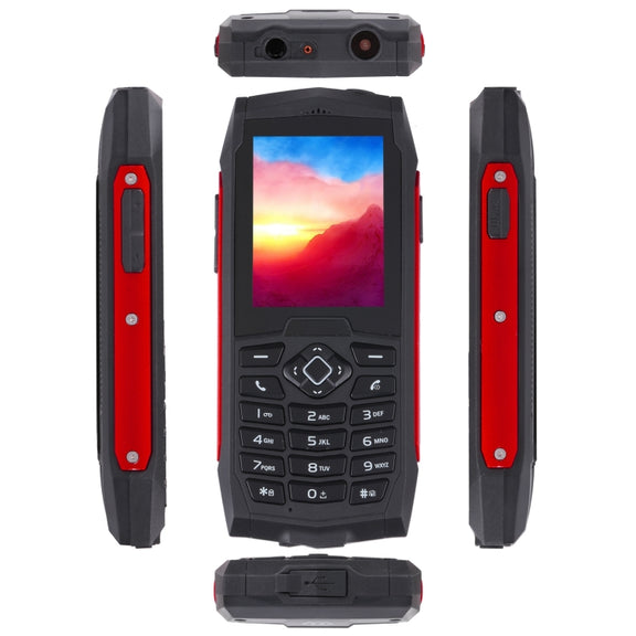 Rugtel R1D Rugged Phone, IP68 Water-resistant Dustproof Shockproof, 2.4 inch, MTK6261D, 2000mAh Battery, Loud Box Speaker, FM, Network: 2G, Dual SIM (Red)