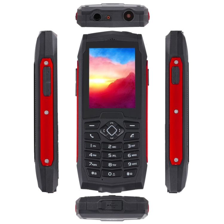 Rugtel R1D Rugged Phone, IP68 Water-resistant Dustproof Shockproof, 2.4 inch, MTK6261D, 2000mAh Battery, Loud Box Speaker, FM, Network: 2G, Dual SIM (Red)