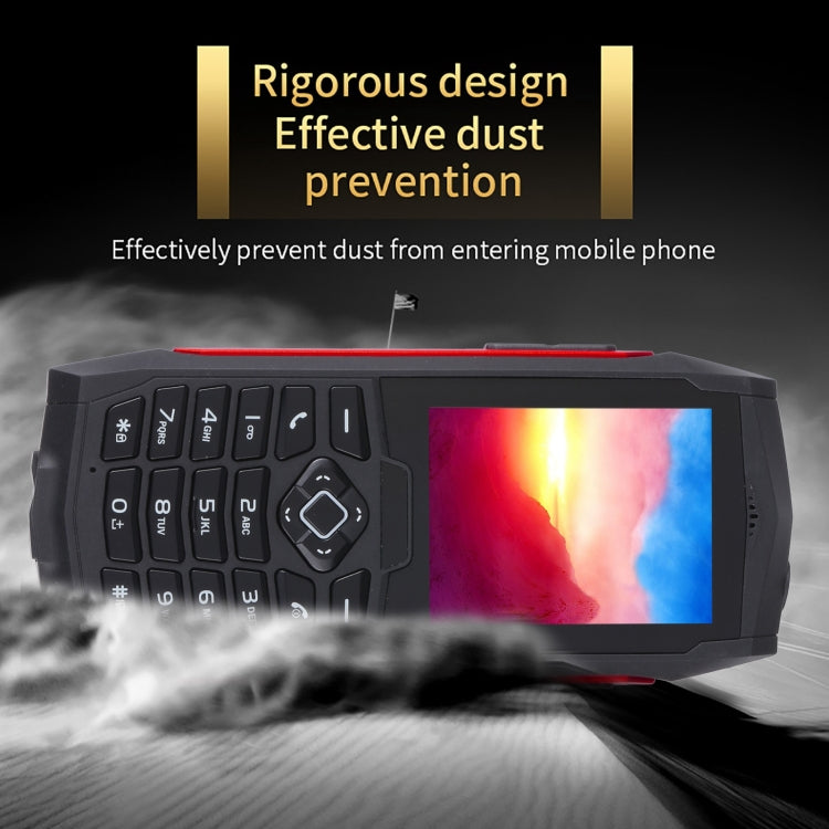 Rugtel R1D Rugged Phone, IP68 Water-resistant Dustproof Shockproof, 2.4 inch, MTK6261D, 2000mAh Battery, Loud Box Speaker, FM, Network: 2G, Dual SIM (Red)