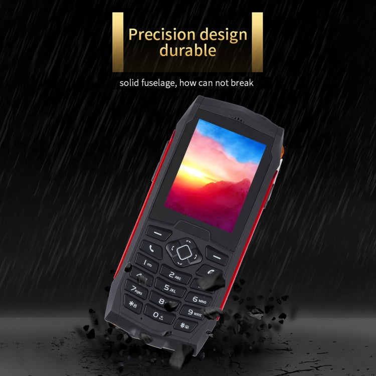Rugtel R1D Rugged Phone, IP68 Water-resistant Dustproof Shockproof, 2.4 inch, MTK6261D, 2000mAh Battery, Loud Box Speaker, FM, Network: 2G, Dual SIM (Red)