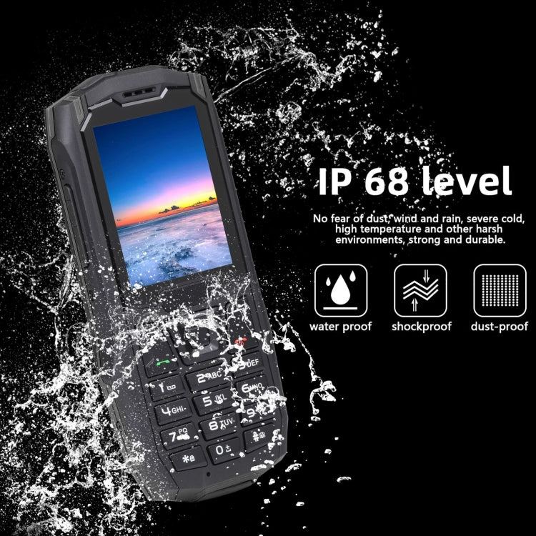 Rugtel R2C Rugged Phone, IP68 Water-resistant Dustproof Shockproof, 2.4 inch, MTK6261D, 2500mAh Battery, SOS, FM, Dual SIM(Black)