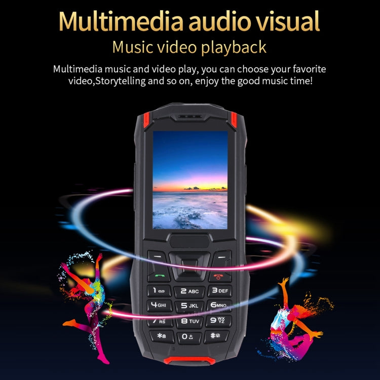 Rugtel R2C Rugged Phone, IP68 Water-resistant Dustproof Shockproof, 2.4 inch, MTK6261D, 2500mAh Battery, SOS, FM, Dual SIM(Red)