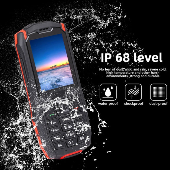 Rugtel R2C Rugged Phone, IP68 Water-resistant Dustproof Shockproof, 2.4 inch, MTK6261D, 2500mAh Battery, SOS, FM, Dual SIM(Red)