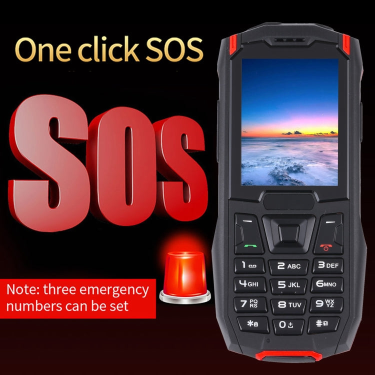 Rugtel R2C Rugged Phone, IP68 Water-resistant Dustproof Shockproof, 2.4 inch, MTK6261D, 2500mAh Battery, SOS, FM, Dual SIM(Red)