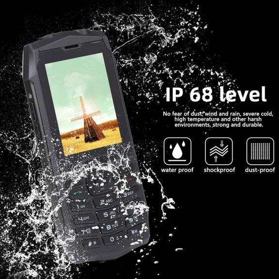 Rugtel R3C Rugged Phone, IP68 Water-resistant Dustproof Shockproof, 2.8 inch, MTK6261D, 2000mAh Battery, SOS, FM, Dual SIM(Black)
