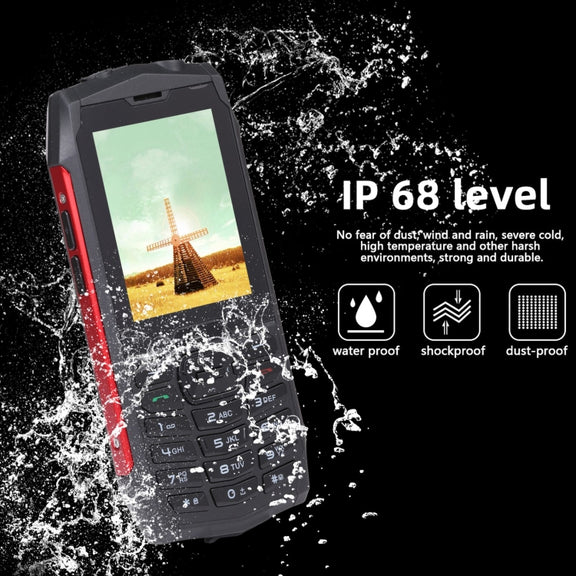Rugtel R3C Rugged Phone, IP68 Water-resistant Dustproof Shockproof, 2.8 inch, MTK6261D, 2000mAh Battery, SOS, FM, Dual SIM(Red)