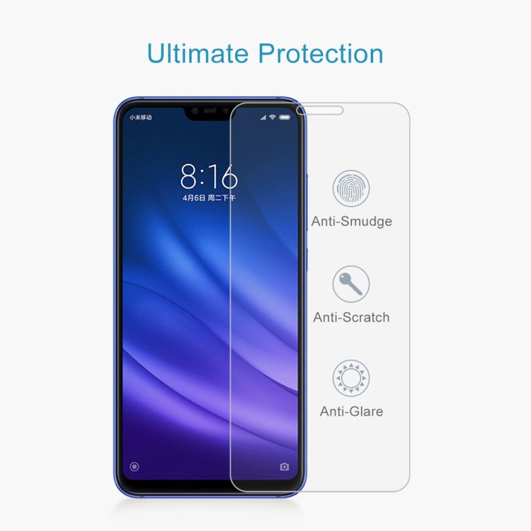100 PCS 0.26mm 9H Surface Hardness 2.5D Full Screen Tempered Glass Film for Xiaomi Mi 8 Lite