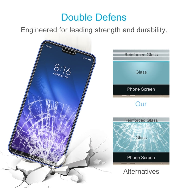 100 PCS 0.26mm 9H Surface Hardness 2.5D Full Screen Tempered Glass Film for Xiaomi Mi 8 Lite
