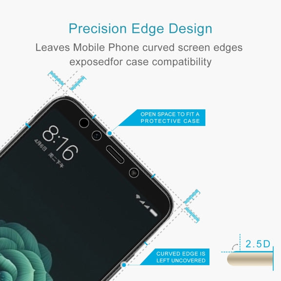 100 PCS 0.26mm 9H 2.5D Tempered Glass Film for Xiaomi Mi 6X & A2