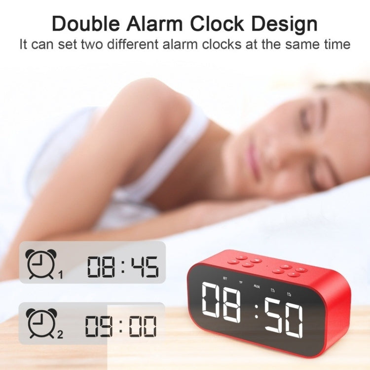 AEC BT501 Bluetooth 5.0 Mini Speaker with LED & Alarm Clock & Clock & Mirror, Support 32G TF Card(Blue)