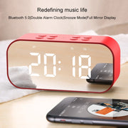 AEC BT501 Bluetooth 5.0 Mini Speaker with LED & Alarm Clock & Clock & Mirror, Support 32G TF Card(Blue)