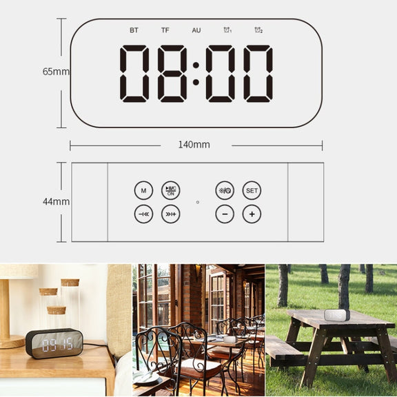 AEC BT501 Bluetooth 5.0 Mini Speaker with LED & Alarm Clock & Clock & Mirror, Support 32G TF Card(Blue)