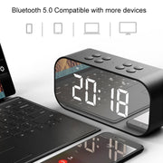 AEC BT501 Bluetooth 5.0 Mini Speaker with LED & Alarm Clock & Clock & Mirror, Support 32G TF Card(Blue)