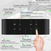 AEC BT501 Bluetooth 5.0 Mini Speaker with LED & Alarm Clock & Clock & Mirror, Support 32G TF Card(Blue)