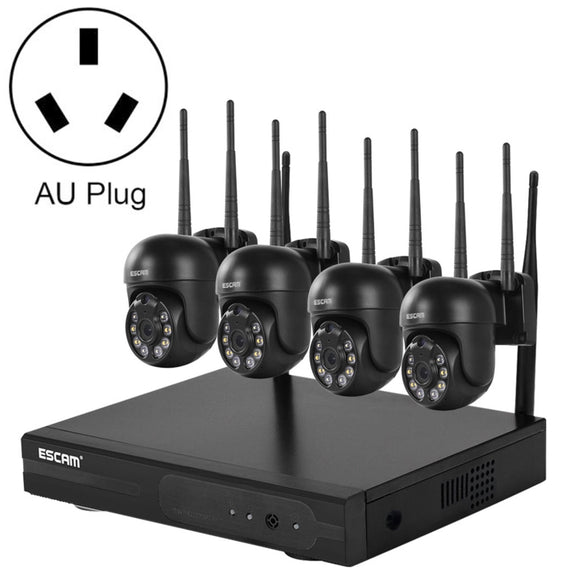 ESCAM WNK614 HD 3.0 Million Pixels 8-channel Wireless + 4IPC Wireless NVR Security System, AU Plug