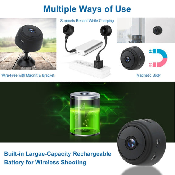 A9+ 1080P WiFi Remote Wireless Camera, Support Night Vision & Motion Detection & TF Card, Broadcom Bluetooth Solution(Black)