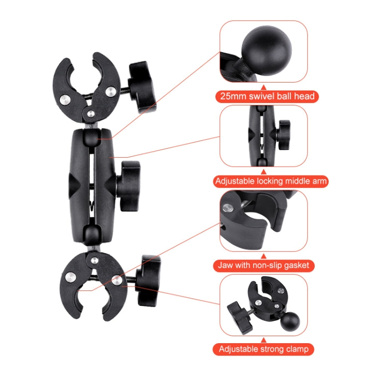Motorcycle Double Dual-heads Crabs Clamps Handlebar Fixed Mount Selfie Stick