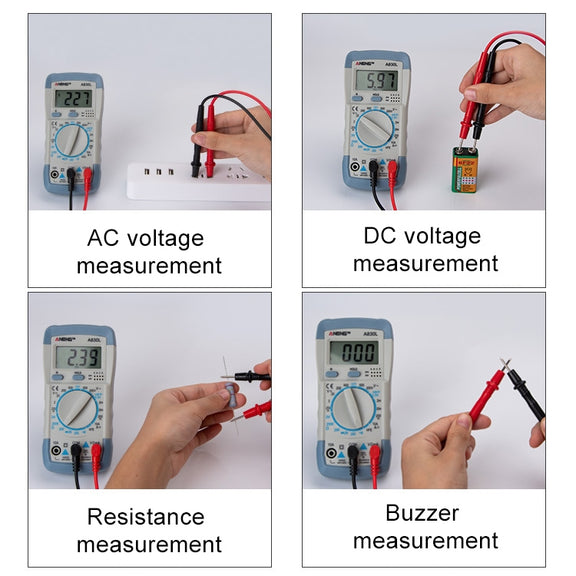 ANENG A830L Handheld Multimeter Household Electrical Instrument (Yellow Grey)