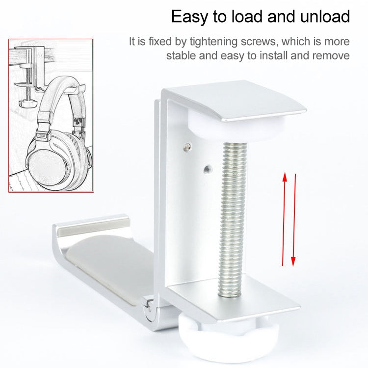 Paste Screw Type Metal Foldable Headset Stand Display Hanger(Silver)
