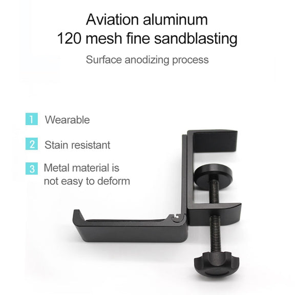 Desktop Lock Clip Type Metal Foldable Headset Stand Display Hanger(Black)