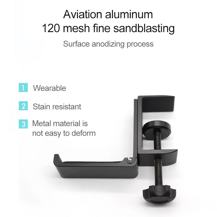 Desktop Lock Clip Type Metal Foldable Headset Stand Display Hanger(Black)