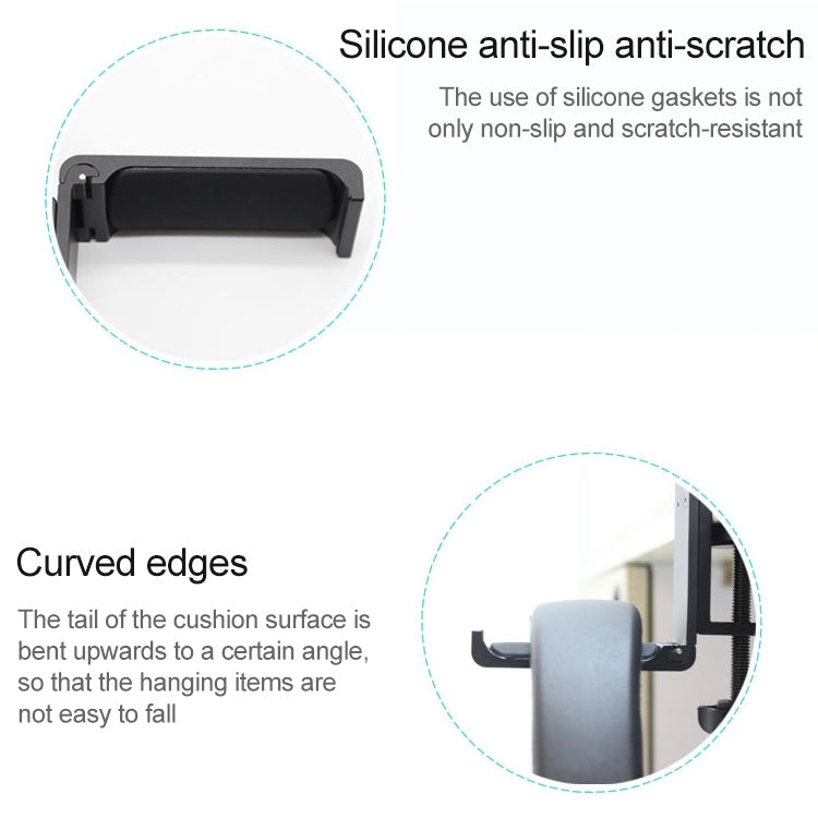 Desktop Lock Clip Type Metal Foldable Headset Stand Display Hanger(Silver)