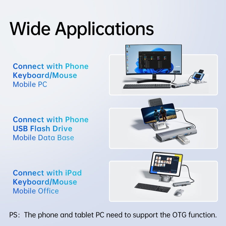 ORICO PW11-8PC Type-C / USB-C 8-in-1 5Gbps Multifunction Docking Station(Silver)