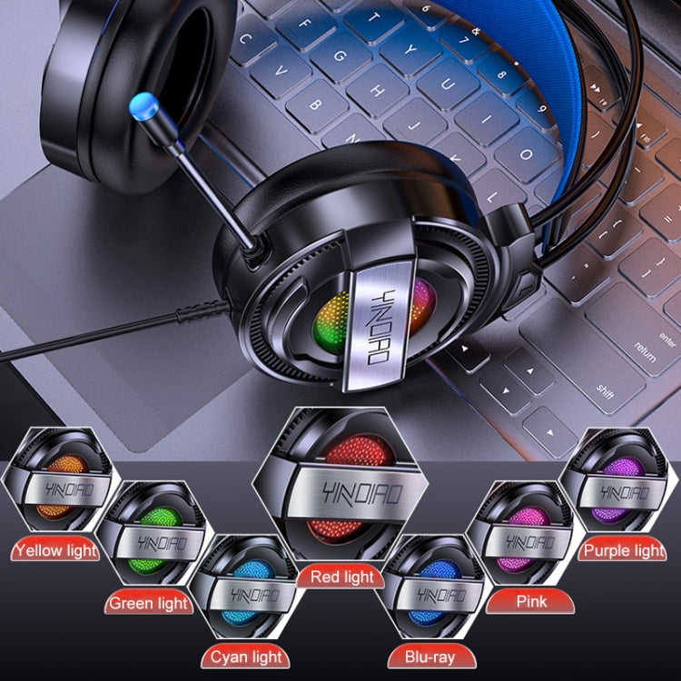 YINDIAO Q3 USB Wired E-sports Gaming Headset with Mic & RGB Light, Cable Length: 1.67m (Black)