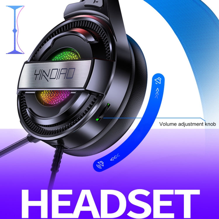 YINDIAO Q3 USB Wired E-sports Gaming Headset with Mic & RGB Light, Cable Length: 1.67m (Black)