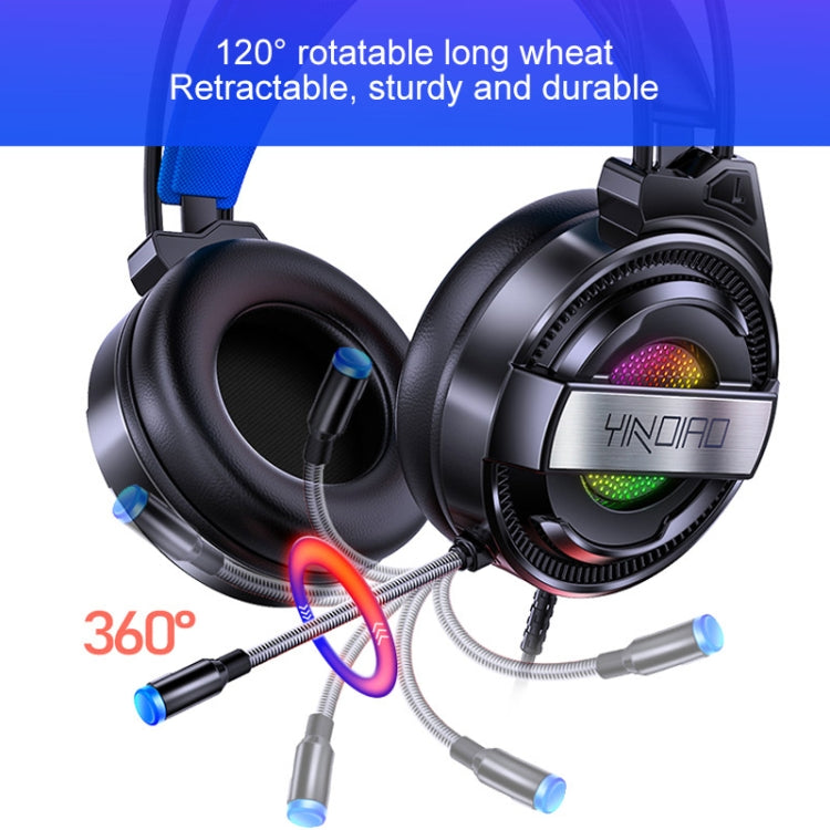 YINDIAO Q3 USB Wired E-sports Gaming Headset with Mic & RGB Light, Cable Length: 1.67m (Black)