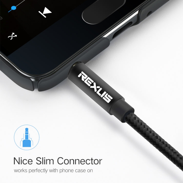 REXLIS 3629 3.5mm Male to Male Car Stereo Gold-plated Jack AUX Audio Cable for 3.5mm AUX Standard Digital Devices, Length: 1.8m