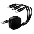 1.2m 3.5A Max 3 in 1 USB to USB-C / Type-C + 8Pin + Micro USB Retractable Charging Cable(Black) - Multifunction Cable by PMC TechLife | Online Shopping South Africa | PMC TechLife