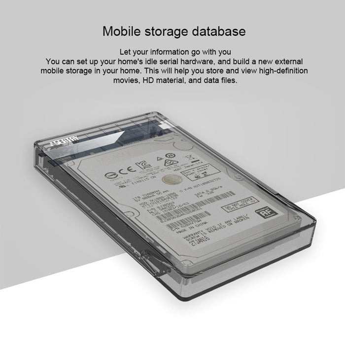 SEATAY HD213 Tool Free Screwless SATA 2.5 inch USB 3.0 Interface HDD Enclosure, The Maximum Support Capacity: 2TB(Black)