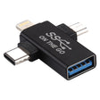 3 in 1 USB 3.0 to 8 Pin + Micro USB + USB-C / Type-C Interface Multifunctional OTG Adapter - OTG Adapter by PMC TechLife | Online Shopping South Africa | PMC TechLife