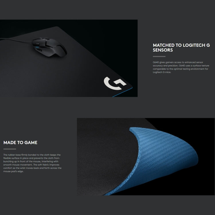 Logitech G640 Cloth Soft E-sport Gaming Mouse Pad, Size: 46 x 40cm (Black)