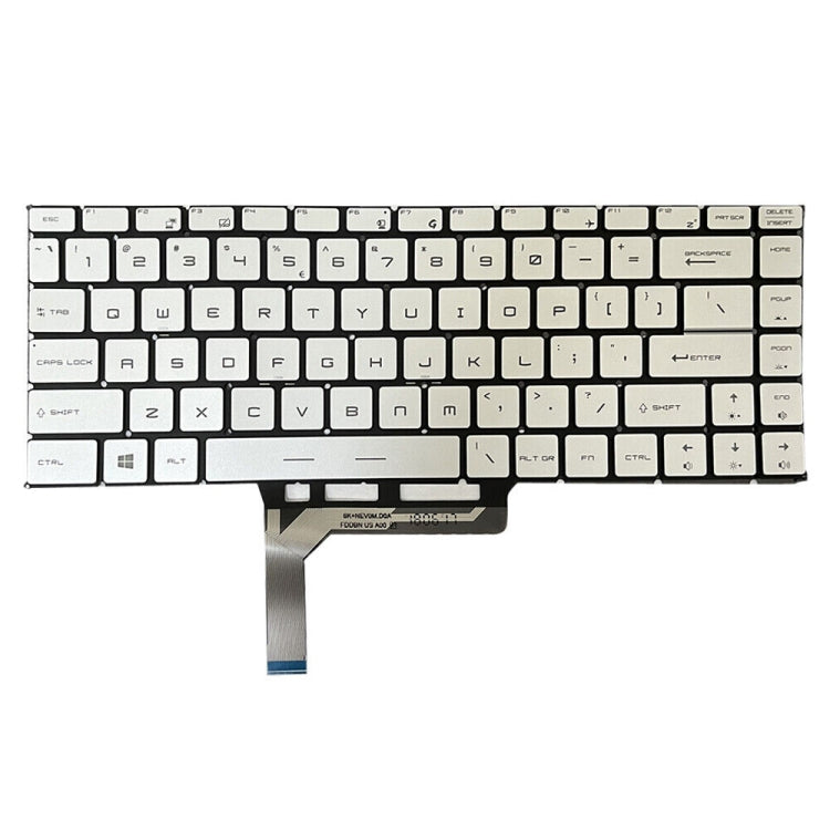 US Version Laptop Keyboard with Backlight for MSI GS65 / GS65VR / MS-16Q2 / Stealth 8SE /8SF / 8SG /Thin 8RE / Thin 8RF (Silver)