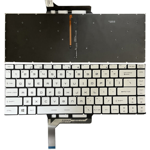US Version Laptop Keyboard with Backlight for MSI GS65 / GS65VR / MS-16Q2 / Stealth 8SE /8SF / 8SG /Thin 8RE / Thin 8RF (Silver)