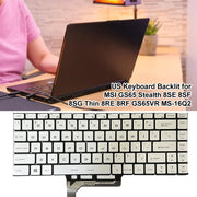 US Version Laptop Keyboard with Backlight for MSI GS65 / GS65VR / MS-16Q2 / Stealth 8SE /8SF / 8SG /Thin 8RE / Thin 8RF (Silver)