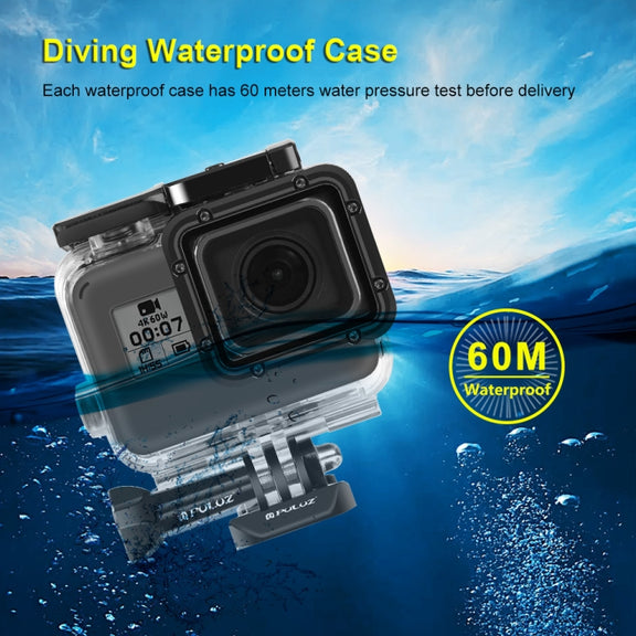 PULUZ for GoPro HERO(2018) / HERO7 Black /6 /5 60m Underwater Water-resistant Housing Diving Protective Case with Buckle Basic Mount & Screw