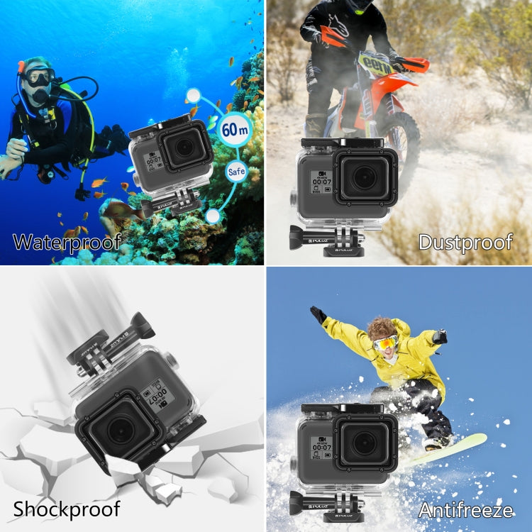 PULUZ for GoPro HERO(2018) / HERO7 Black /6 /5 60m Underwater Water-resistant Housing Diving Protective Case with Buckle Basic Mount & Screw